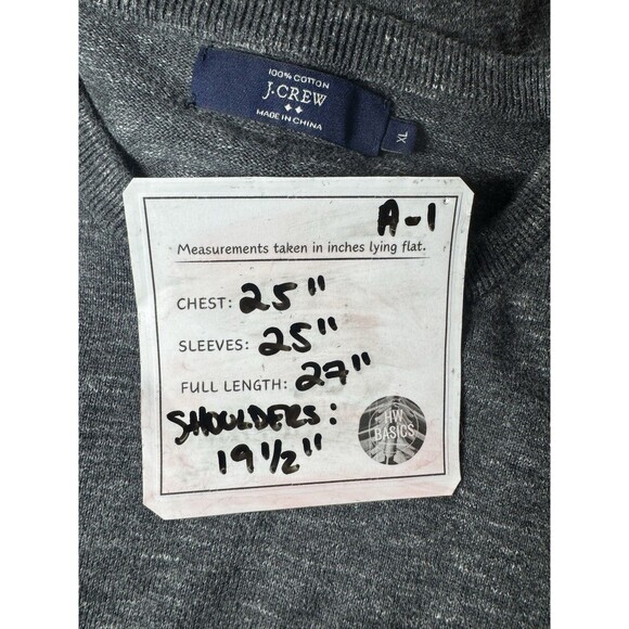 J CREW Sweater Men's Pullover Crew neck 100% Cotton Long Sleeve Size XL Gray - Picture 8 of 8